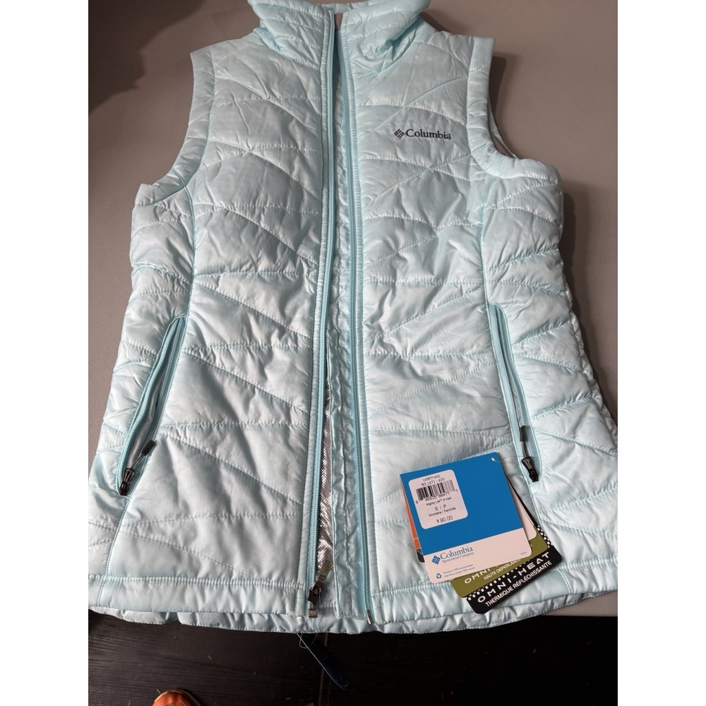 Columbia Omni-Heat Puffer Vest Womens Small Blue Omni-Shield Quilted Zip NWT